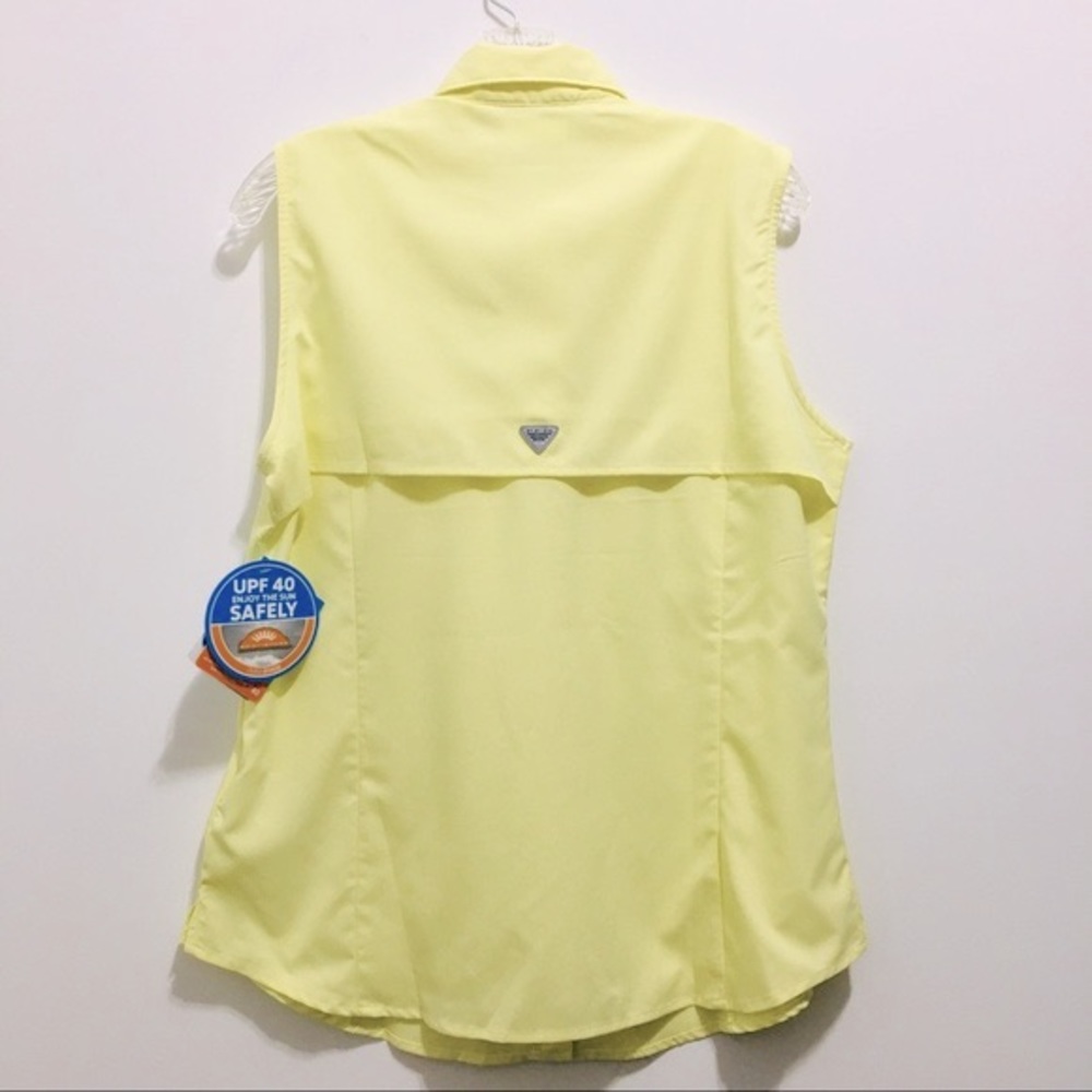 🆕 Columbia PFG Women’s Yellow Sleeveless Button Down Shirt - Picture 6 of 8